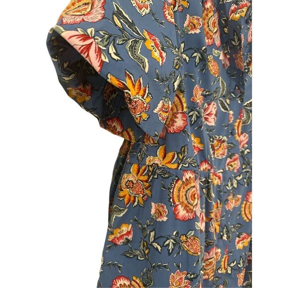 JOIE Women's Floral Puff Sleeve Button Front Mini Shirt Dress Multicolor Size 12 - Picture 3 of 6